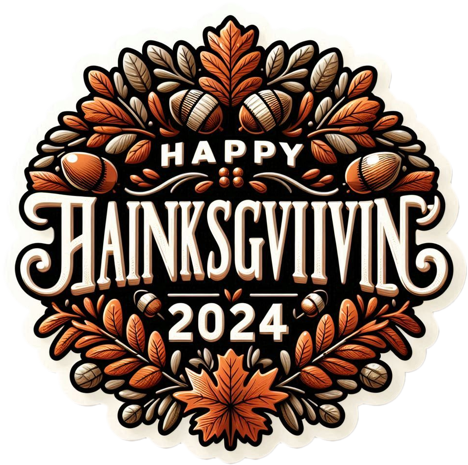 Hand painted Happy Thanksgiving PNG With Watercolor Effect